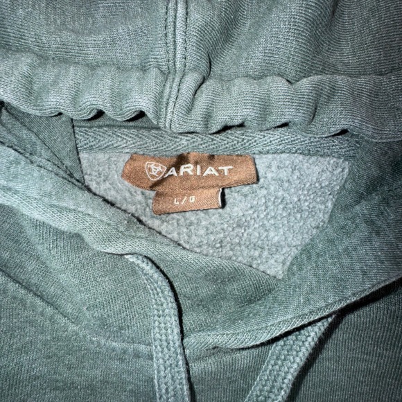 Ariat Hoodie Unisex Large Logo Sleeve Graphic Sweatshirt Hunter Green Western - Picture 3 of 12